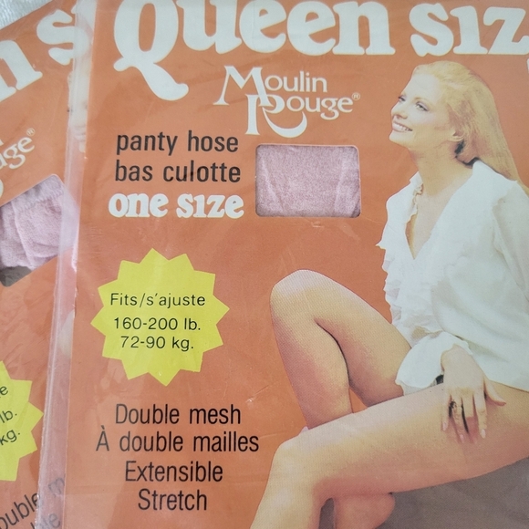 Vintage Moulin Rouge Queen Size Pantyhose. Pink. 160-200 Lbs - Picture 3 of 7